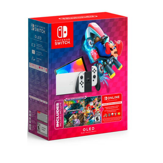 Consola Nintendo Switch OLED Blanca + Mario Kart 8 + 3 Meses Nintendo Switch Online