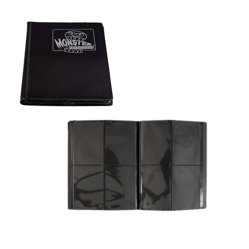 Accesorio TCG - Portafolio 4 Bolsillos: 20 Hojas Negro Mate (Paginas Negras) - Monster Protectors