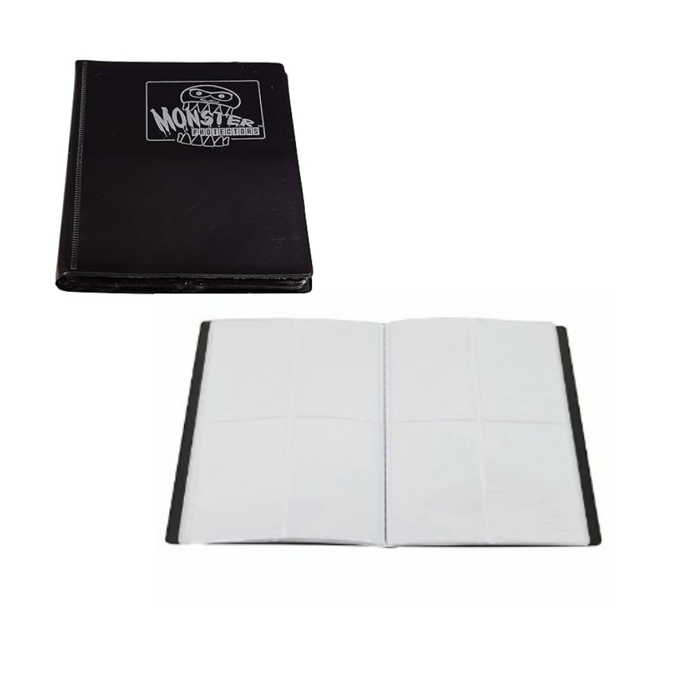 Accesorio TCG - Portafolio 4 Bolsillos: 20 Hojas Negro Mate (Paginas Blancas) - Monster Protectors