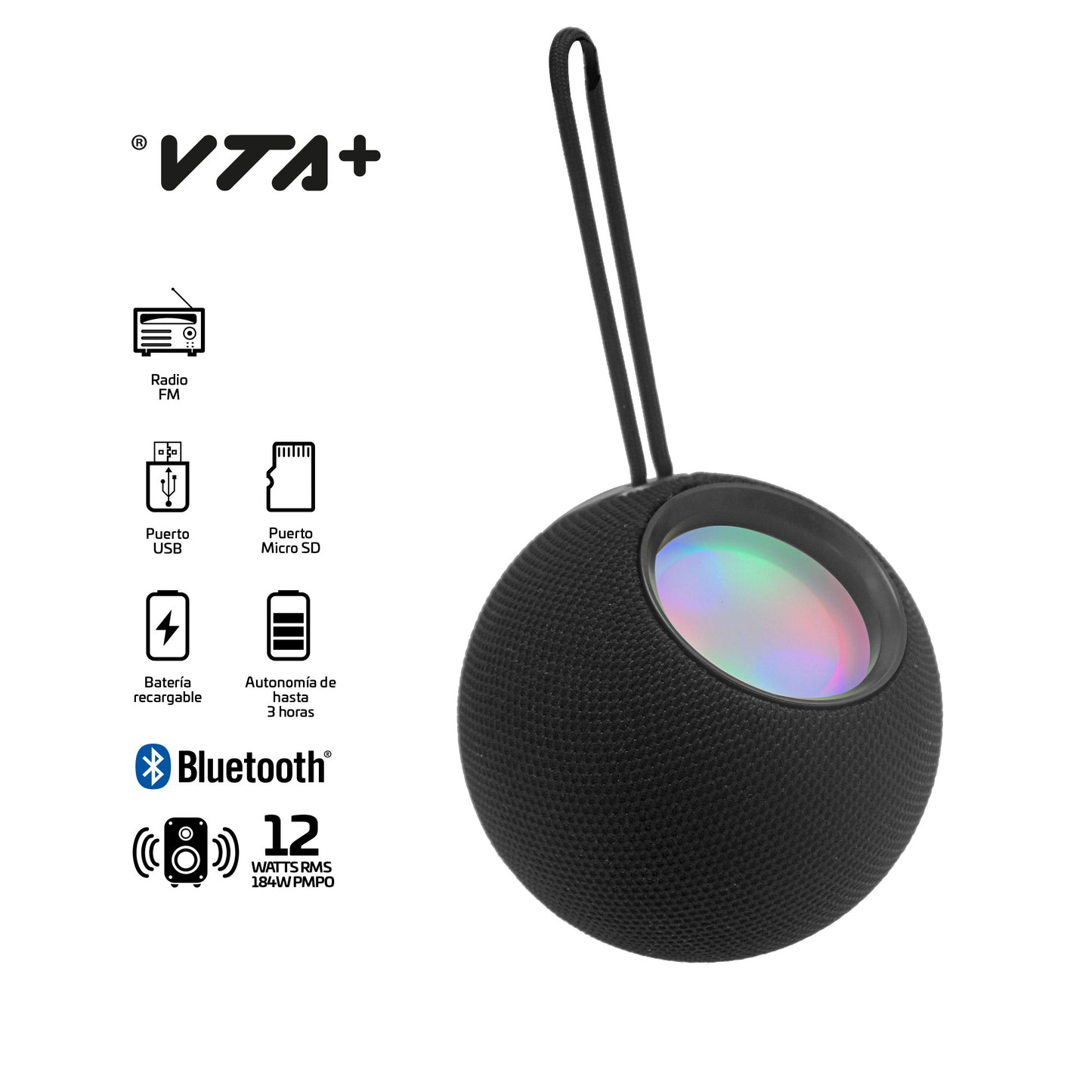 Tecnología - Parlante Bluetooth 12 Watts Negro - VTA