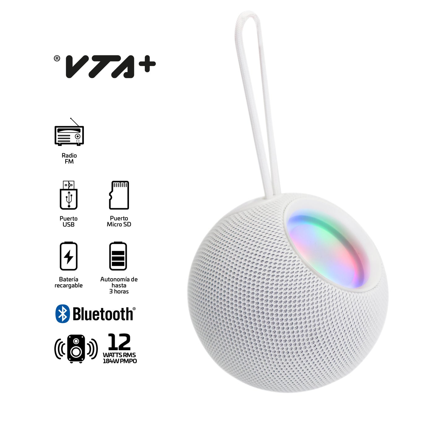 Tecnología - Parlante Bluetooth 12 Watts Blanco - VTA