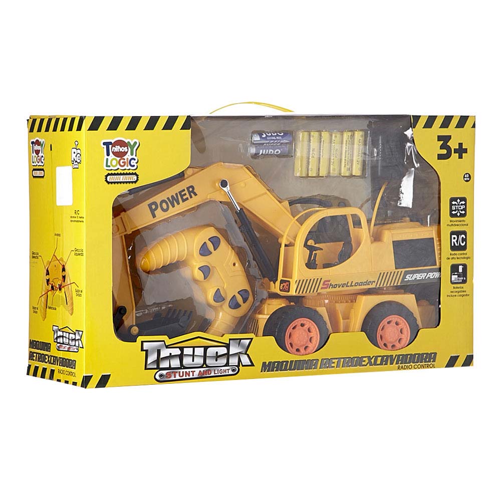 Juguete - Carro de Control Remoto - Maquina Retroexcavadora con Pala Mecanica R/C