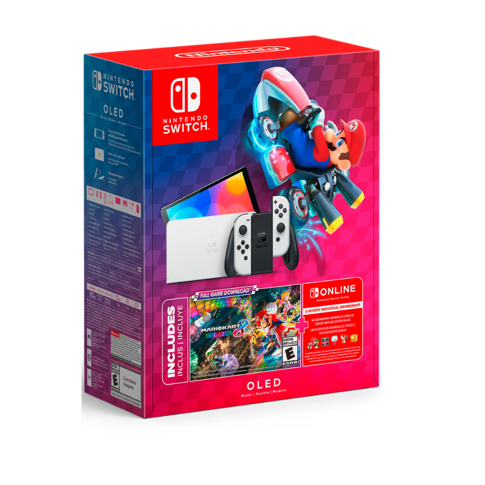 Consola Nintendo Switch OLED Blanca + Mario Kart 8 + 3 Meses Nintendo Switch Online