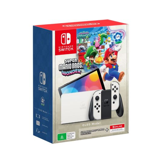 Consola Nintendo Switch OLED Blanca + Mario Wonder + 1 Año Nintendo Switch Online