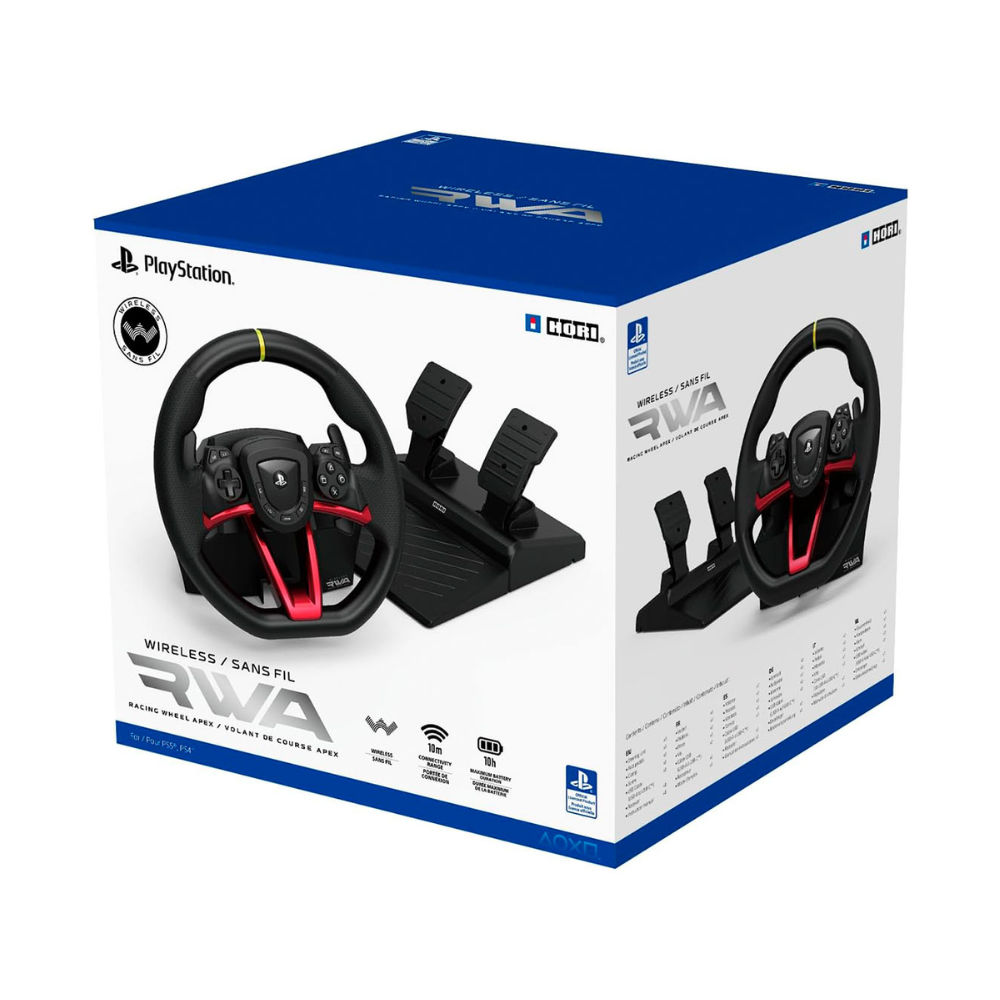 Accesorio - PS4/PS5 - Timón y Pedales Inalambrico Apex Racing Wheel RTW - Hori