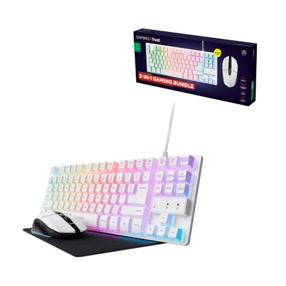 Accesorio - Teclado y Mouse GXTrust 794 Set Gamer TKL Blanco + Pad - Trust