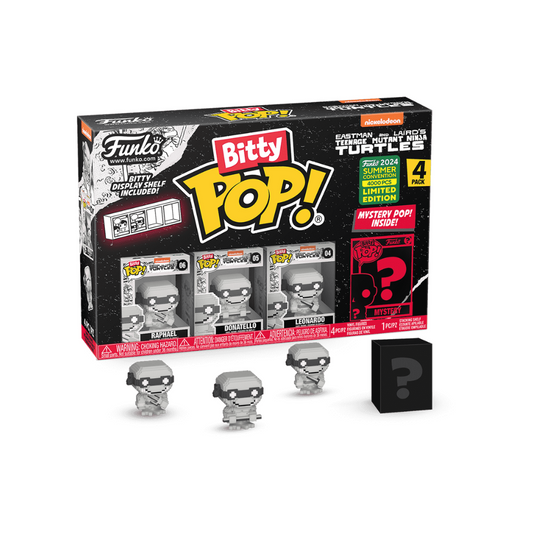 Funko - Bitty Pop - Teenage Mutant Ninja Turtles  - Raphael 8-Bit 4Pk - Black and White Color - SDCC 2024 Convention