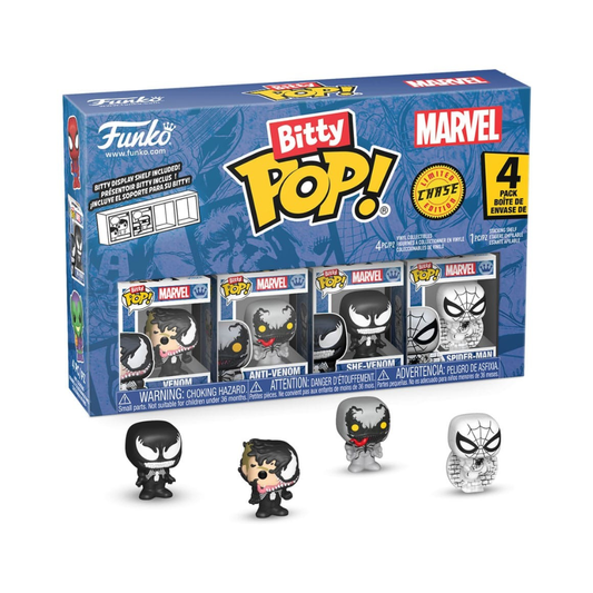 Funko Bitty Pop - Spiderman - Venom, Antivenom, She Venom, Spiderman Blanco