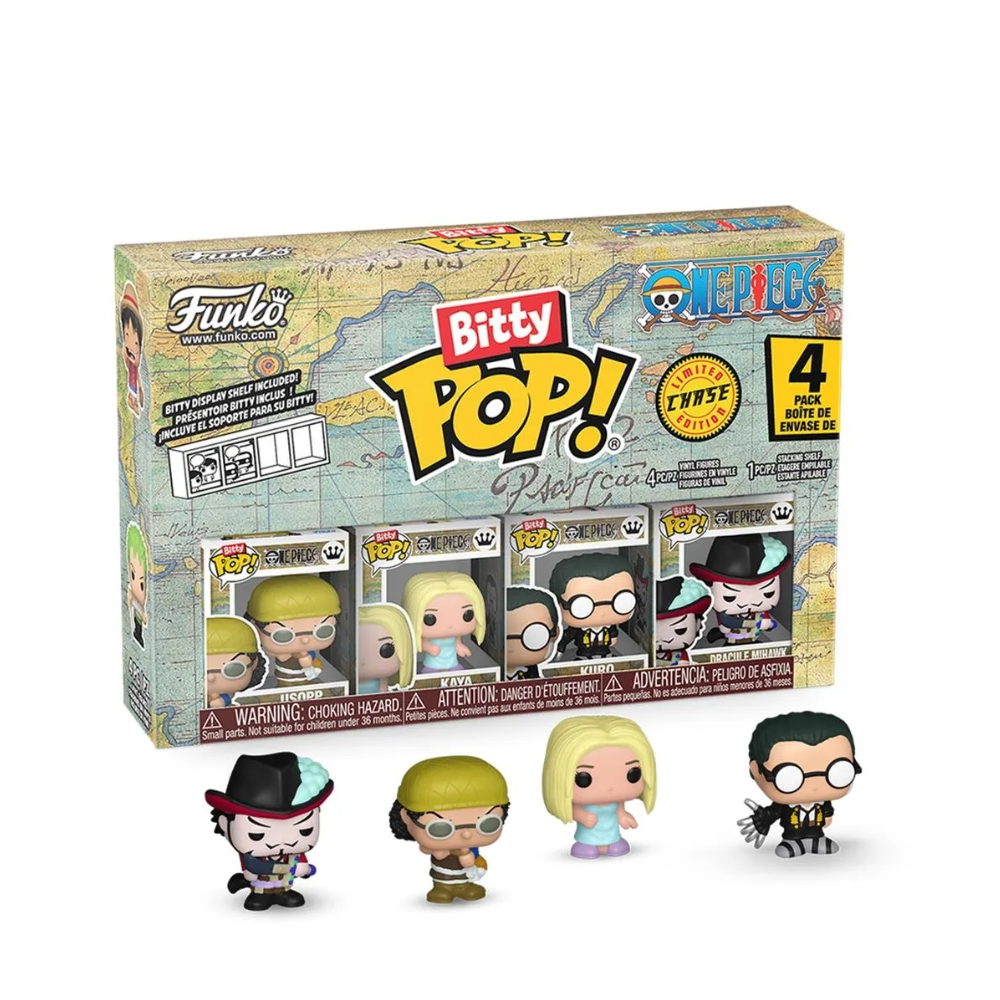 Funko Bitty Pop - One Piece - Usopp, Kaya, Kuro, Dracule Mihawk