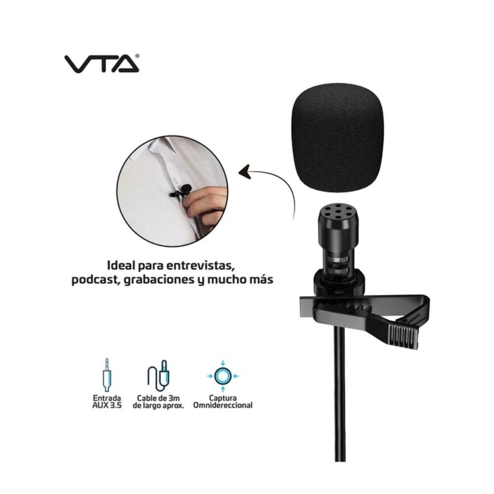 Tecnología - Microfono para Solapa Conector 3.5mm - VTA
