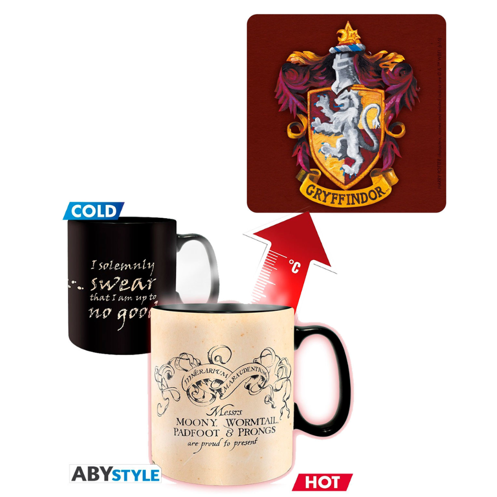 AbyStyle - Harry Potter - Mug Magico del mapa de merodeador y Posavasos de Gryffindor