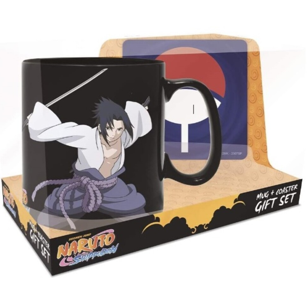 AbyStyle - Naruto Shippuden - Mug magico y portavasos de Sasuke Uchiha