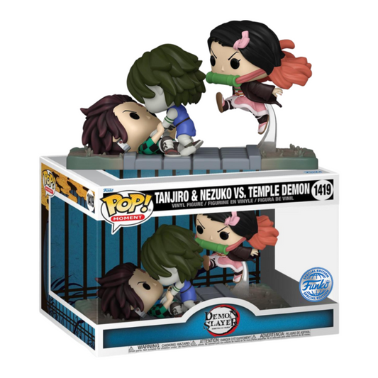 Funko Pop - Demon Slayer ( Kimetsu no Yaiba) - Tanjiro and Nezuko vs Temple Demon - Moment Edicion Especial