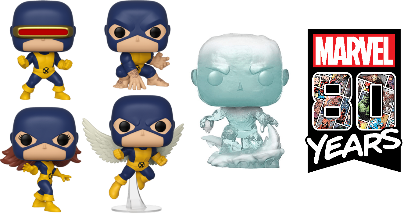 Combo Funko Pop Marvel X-Men 80th - Cyclops, Beast, Angel, Marvel Girl, Iceman
